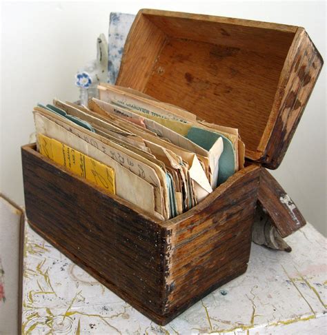 old metal recipe box|vintage wood recipe box.